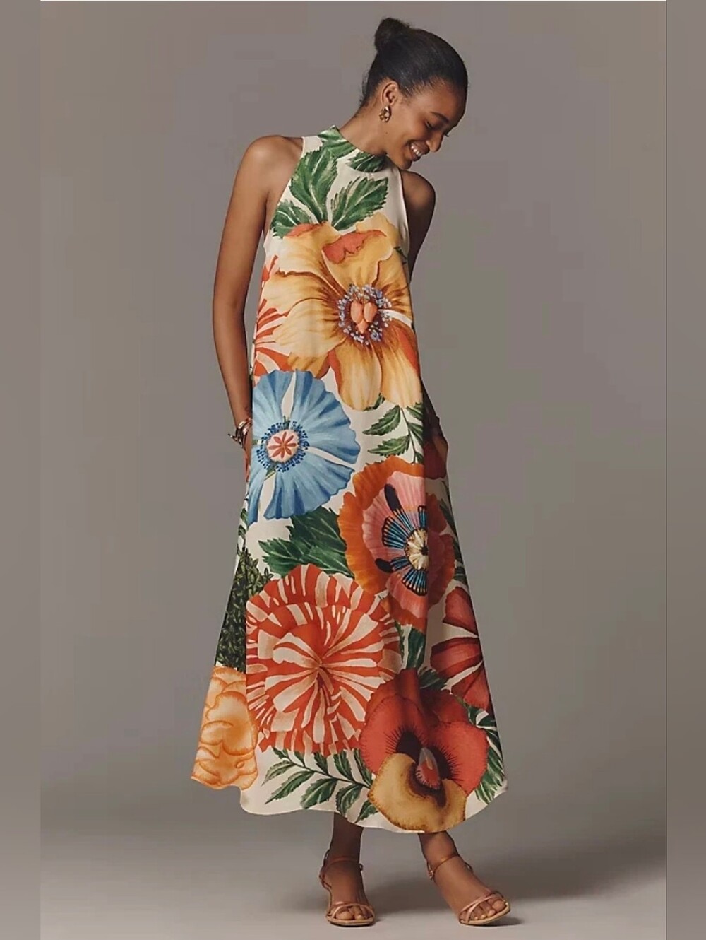 Farm Rio Halter Maxi Dress Floral Size M